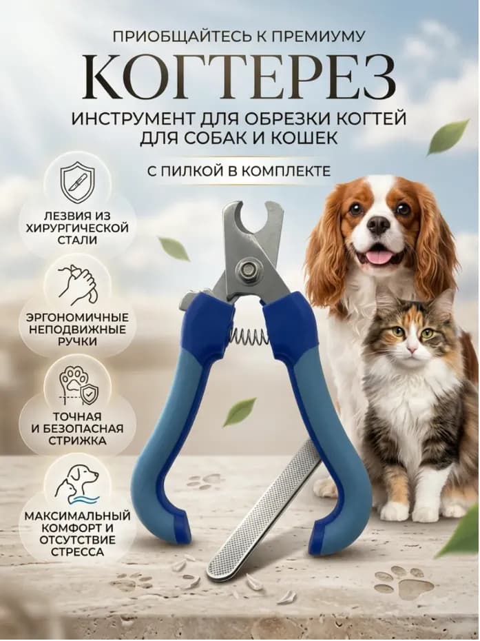 Когтерезка для собак и кошек, ножницы для стрижки когтей синяя